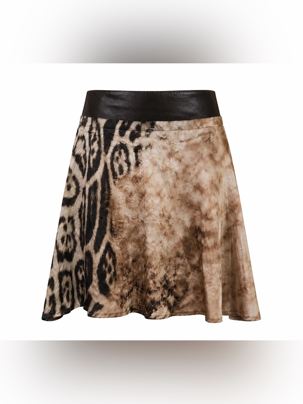 Roberto Cavalli Silk and Leather Animal Print Skirt SS 2002